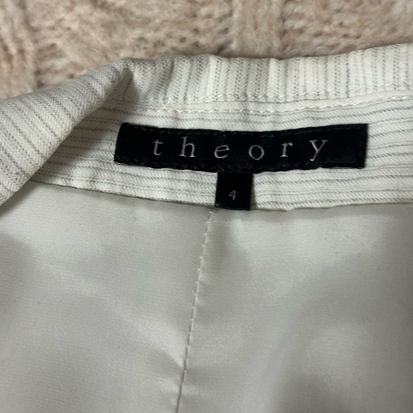 Theory Pin Stripe Linen Blend Blazer 4 - Picture 4 of 4